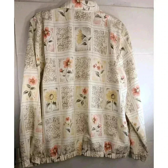 "ALFRED DUNNER SZ 16 Floral Zip Jacket Elastic Waist / Wristbands Womens EUC‎ - Picture 5 of 6
